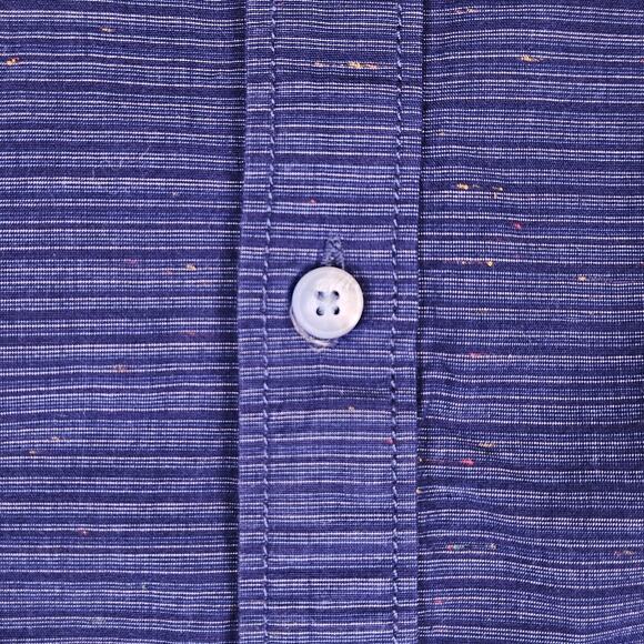 Robert Graham Men Flip Cuff Button-Up Shirt Stripe Flecked Cotton Paisley Blue M - Picture 7 of 16